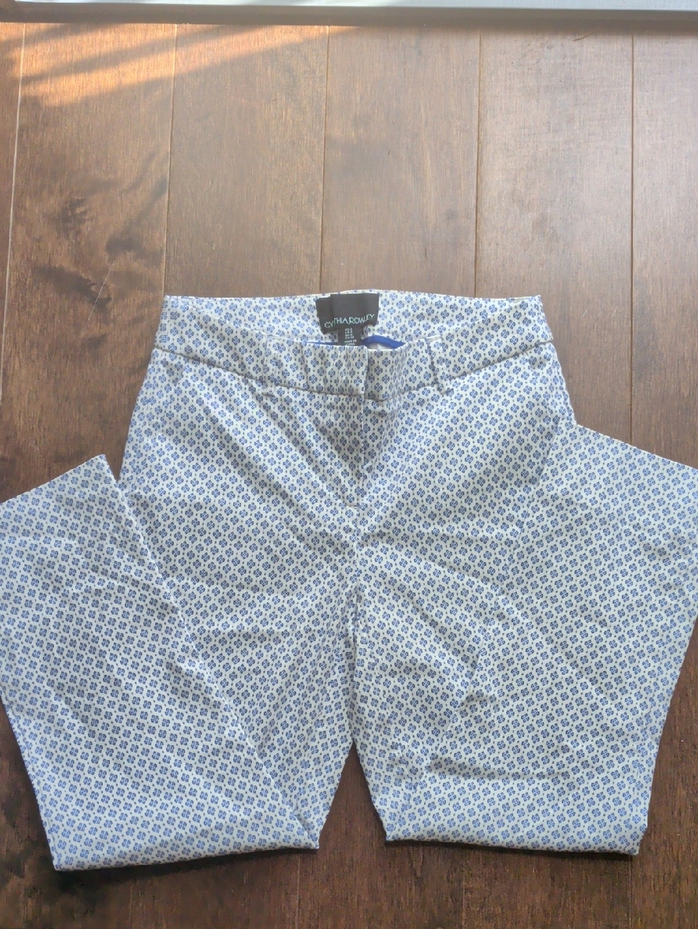 Cynthia Rowley Blue and White Printed Pants
